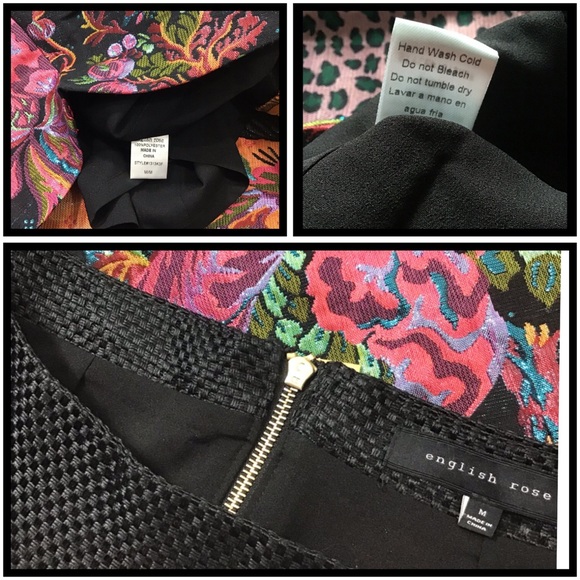 English Rose Metallic Floral Knit Mini Skirt NEW - Size Medium - Picture 5 of 9